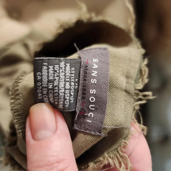 Pants Sans Souci  Khaki Rayon Wide Leg size L waist 16 1/2" - Picture 4 of 11